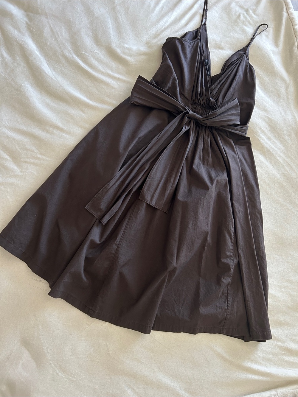 GAP Strapless Brown Tie-Waist Midi Dress